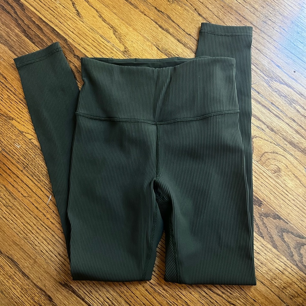 Athleta Elation Rib Dark Green Leggings size small tall